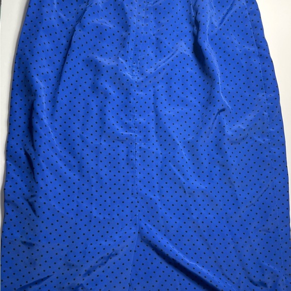 Vintage Jonathan Martin Royal Blue Polkadot Pencil Skirt Size 4 - Picture 2 of 10